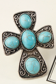 Turquoise Stone Cross Ring