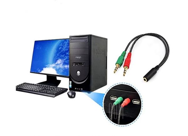 Cabo Y Adaptador Microfone e Áudio 3,5cm