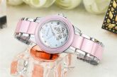 Relógio Feminino De Luxo Rosa - Branco Quartz Ceramica
