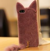CASE GATINHO DE PELÚCIA ROXO PARA IPHONE 4 E 4S