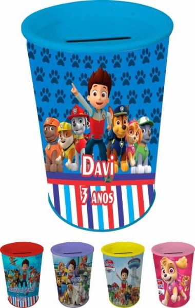 kit 10 unid.cofre persornalizado patrulha canina