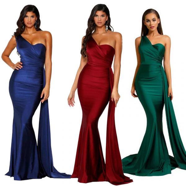 Maxi vestido de festa para madrinhas, vestido de alça única para casamento, para festa à noite, com