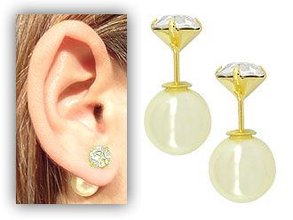 Brinco Dior Inspired folheado a ouro, com pérola sintética - Cod: BS2361