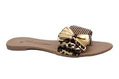 Rasteirinha em Tira de Strass Onça com Dourado