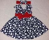 Vestido Azul com Bolinhas Brancas
