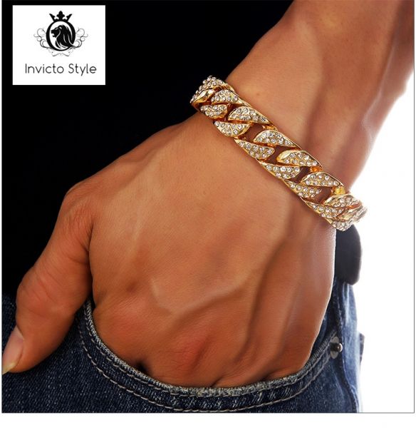 Diamante Moda Pulseiras & Bangles 18 k Real Banhado A Ouro