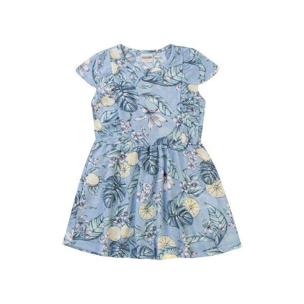 Vestido Infantil Floral Azul Bebe