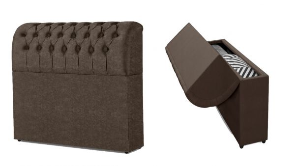 Cabeceira King Comodino Premium Suede Marrom 204 Bonan