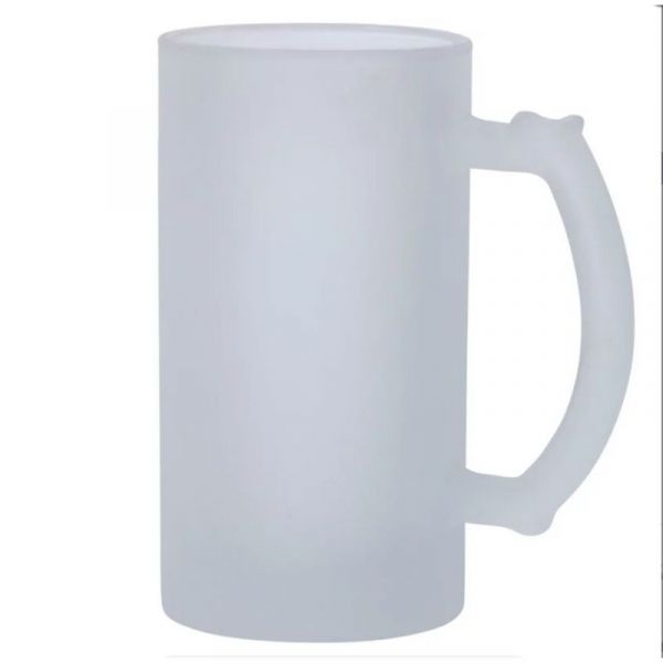 Caneca de vidro jateada IMPORTADA AAA 475ml.