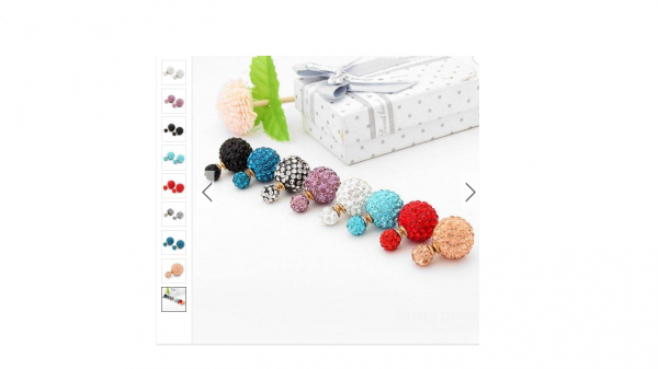 Brincos strass cristal double Balls Ear