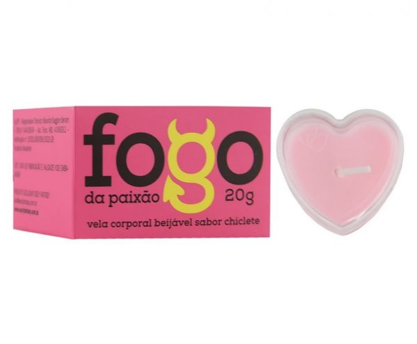 VELA FOGO DA PAIXÃO BEIJÁVEL 20G SABOR CHICLETE  SEXY FANTASY