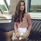 Women's Lace Crochet Splicing Chiffon Blouse #01852047