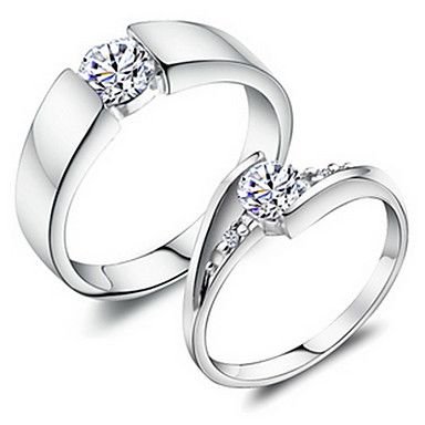 doce casal casal de strass prata anéis (1 par) #01023049