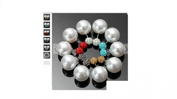 Strass Pérola lados dobro Balls Ear