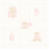 Papel de Parede Bambino's Bobinex (Nacional) - Xadrez com Ursinhos (Tons de Rosa/ Tons de Bege) 3322