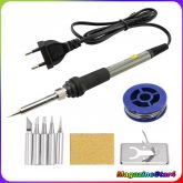 KIT Ferro de solda elétrico profissional 60w com temperatura ajustável + solda + 5 ponteiras