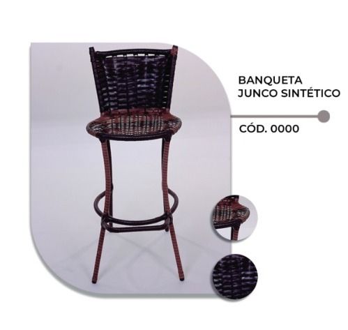 Banqueta de Aco Venus Junco Sintetico Marrom ou Castanho King Confort