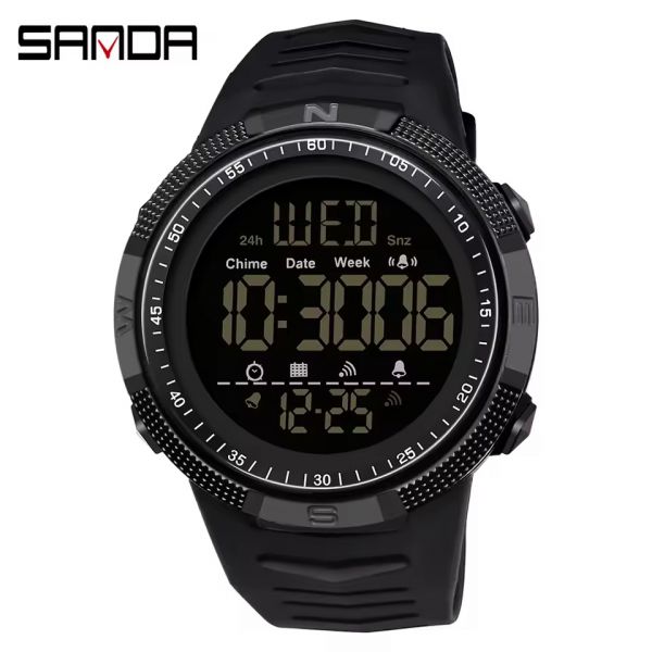 Relógio SANDA 6014 ORIGINAL militar Masculino Esportivo À Prova D'água cor Preto