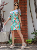 Vestido Médio Casual Tropical Praia Verão 2019