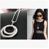 diamante moda (círculo) colar de pingente de liga de prata (prata) (1 pc) #02229329