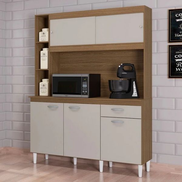 A883.Kit Cozinha Duda 140 5P1G Castanho.Off White Poquema
