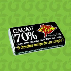 Tablete de Cacau 70% 14 Gramas Doce Vida Cx com 24