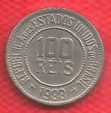 V087-5 - 100 Réis 1933 - Baixa Tiragem 1.314.000