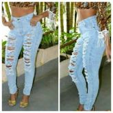 Calça Cintura Alta Destroyed