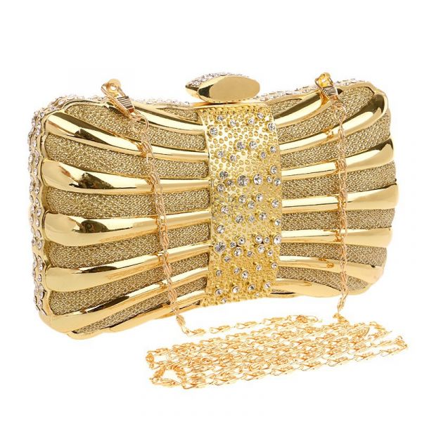 Bolsa Feminina De Mão E Ombro Com Strass E Cristais P/ Festa