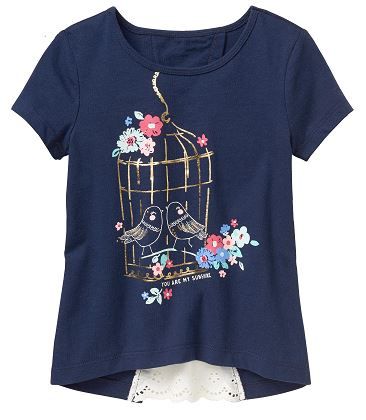 FC301- Gap Camiseta Pássaros Azul marinho 4Yrs (3-4anos)