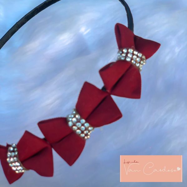 Tiara Trio Laços/Vermelho