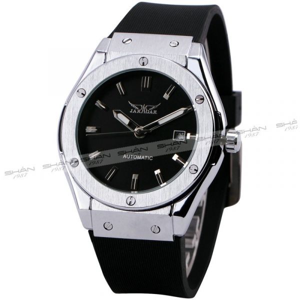 Relógio Esporte Jaguar Prata Pulseira De Borracha