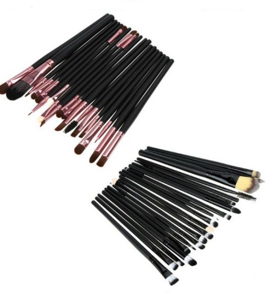 Kit De Pinceis Para Maquiagem 20 Pcs Preto/rosa Frete Grátis