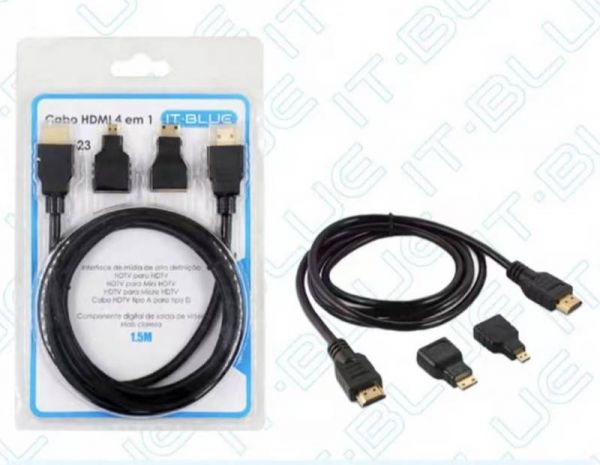 Kit Cabo Hdmi 3x1 Com Plug Adaptador Hdmi Micro E Hdmi 1.5M Mini LE-6623