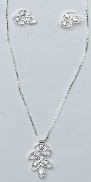 CONJUNTO FOLHEADO EM PRATA FLOR