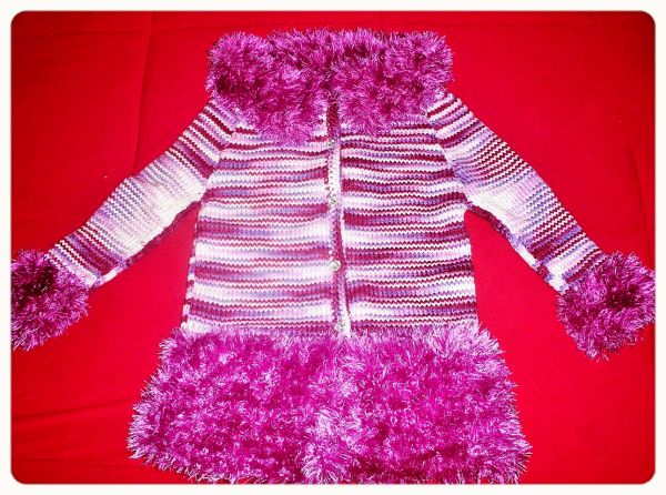 Casaco Plush Mesclado Roxo e Branco