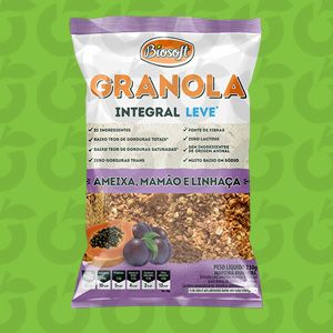 Granola Integral Leve Ameixa, Mamão e Linhaça 230 Gramas Biosoft