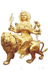 DURGA EM BRONZE (PINTADO) COM 20CM