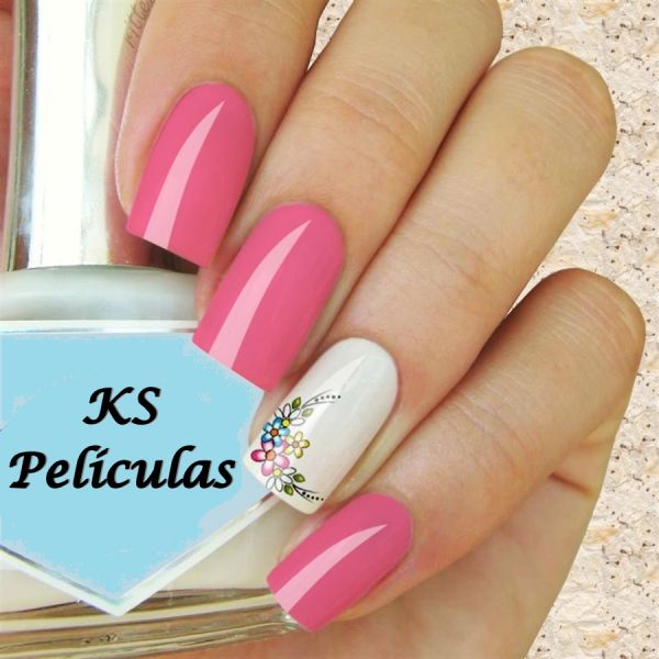 Películas de Unha Flores Coloridas Mini - min31