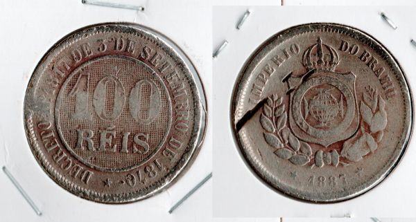 V029-1 - 100 Réis 1887 - Tiragem 1.061.000