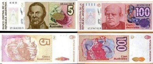 2 Cédulas da Argentina - Flor de Estampa - 5 100 Autrales
