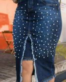 Saia Jeans com Lycra Mullet 38 bordada código 005