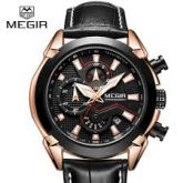 MEGIR RELÓGIO QUARTZO CRONOGRÁFICO RELÓGIO PARA HOMENS COURO RELÓGIO ESPORTIVO