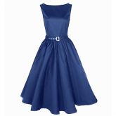 barco pescoço mangas rockabilly do vintage balanço Audrey vestido retro das mulheres #01108125