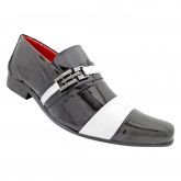 Sapato Social HiperFlex Couro Verniz Preto e Branco