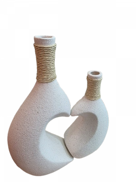 Kit Vaso De Cerâmica Em Forma De Coração 20x25cm