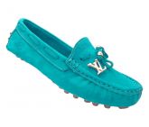 Mocassim Feminino Louis Vuitton Couro Verde Água