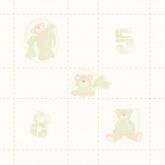 Papel de Parede Bambino's Bobinex (Nacional)  Xadrez com Ursinhos (Tons de Verde/ Tons de Bege) 3330