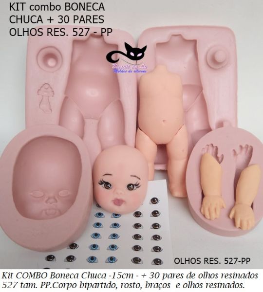 Kit COMBO boneca Chuca + 30 p olhos res. 527 tam PP
