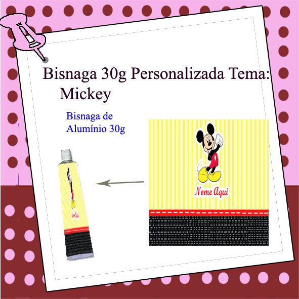 Bisnaga de Alumínio 30g Personalizada Tema Mickey